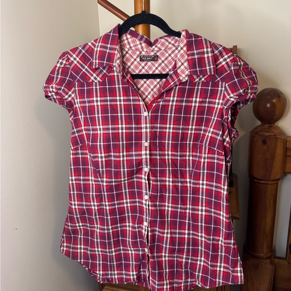 Old Navy Red and White Plaid Shirt